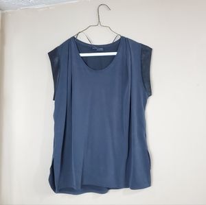 Zara loose shirt in deep grey with fake leather sleeve